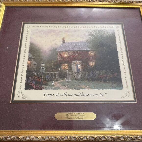 Thomas Kinkade Pye‎ Corner Cottage Framed 14.5" x 12.5" Canvas Accent Print COA - Picture 4 of 8